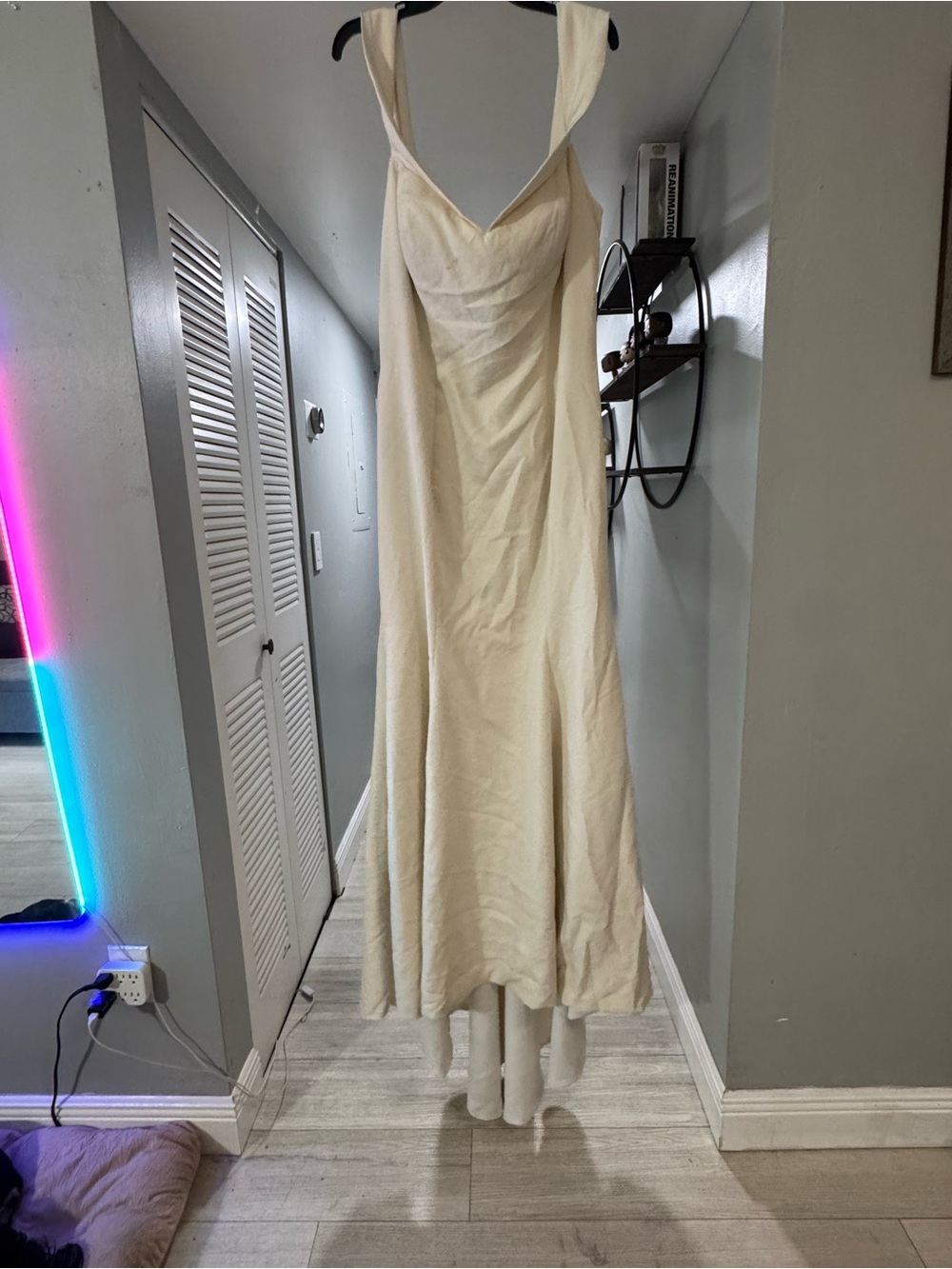 Minimal Cream Wedding Slip Dress with Cowl Neck